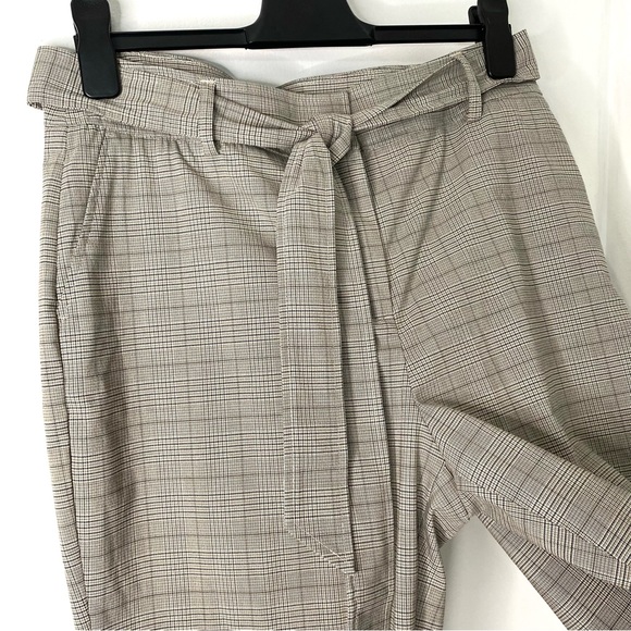 Joie Grey Plaid Tie Waist Straight Leg Trousers - Picture 3 of 12